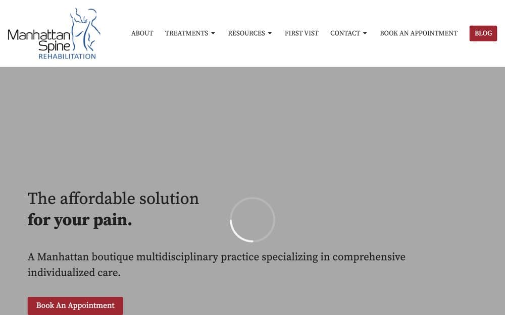 Manhattan Spine Rehabilitation website homepage