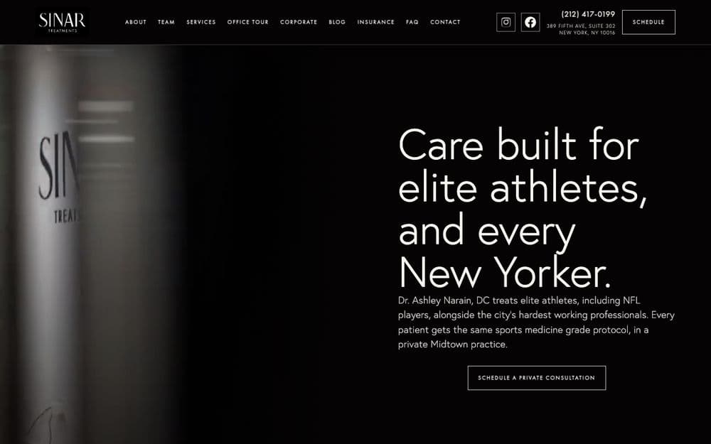 Sinar Treatments website homepage