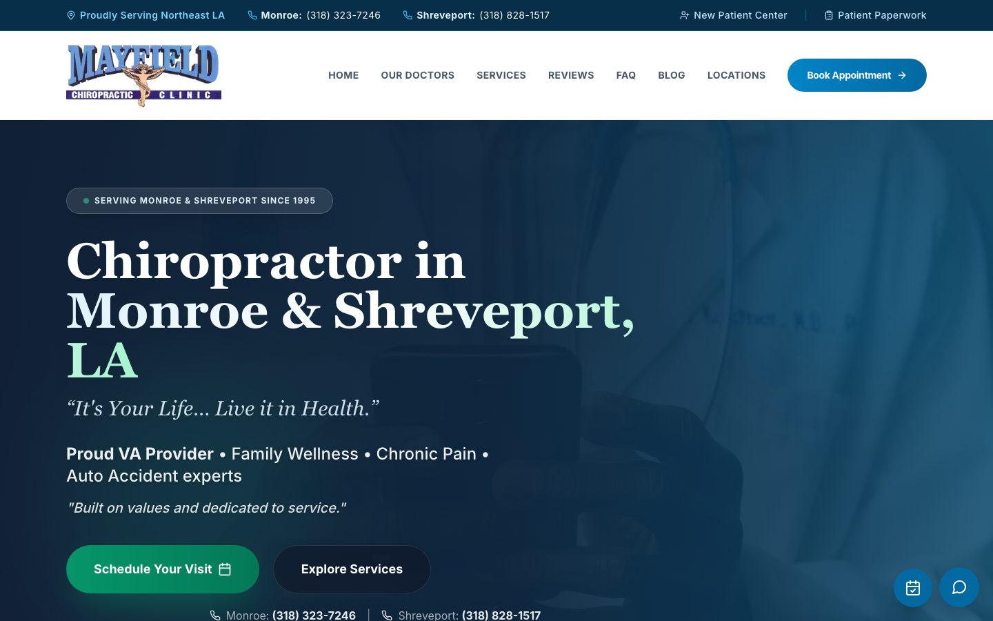 Mayfield Chiropractic Clinic website